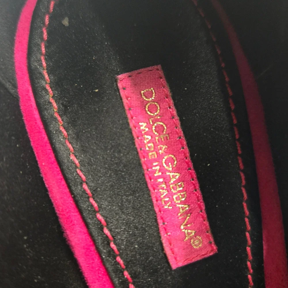 Dolce & Gabbana Face Wedge Platform Black Suede Platino Statement Heels EU 36.5 - Picture 8 of 16